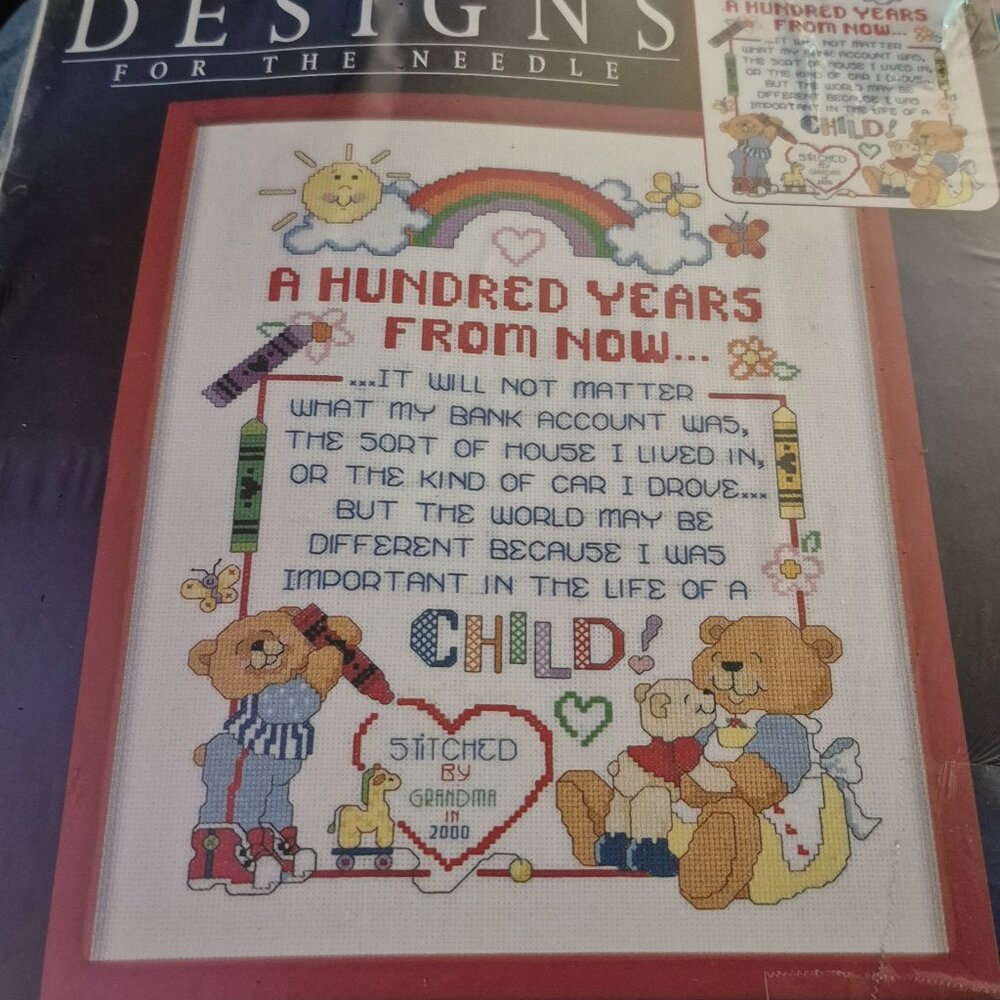 Leisure Arts Counted Cross Stitch Kit A Hundred Years From Now #305307 NIP CUTE!